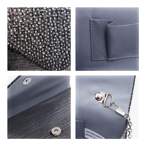 Dasein Satin Rhinestone Evening Clutch Bag (Grey)