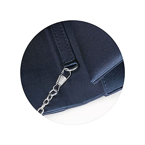 Navy Satin Pleated Rhinestone Clutch Bag