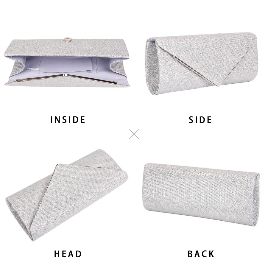 Larcenciel Sparkling Silver Clutch Purse for Women