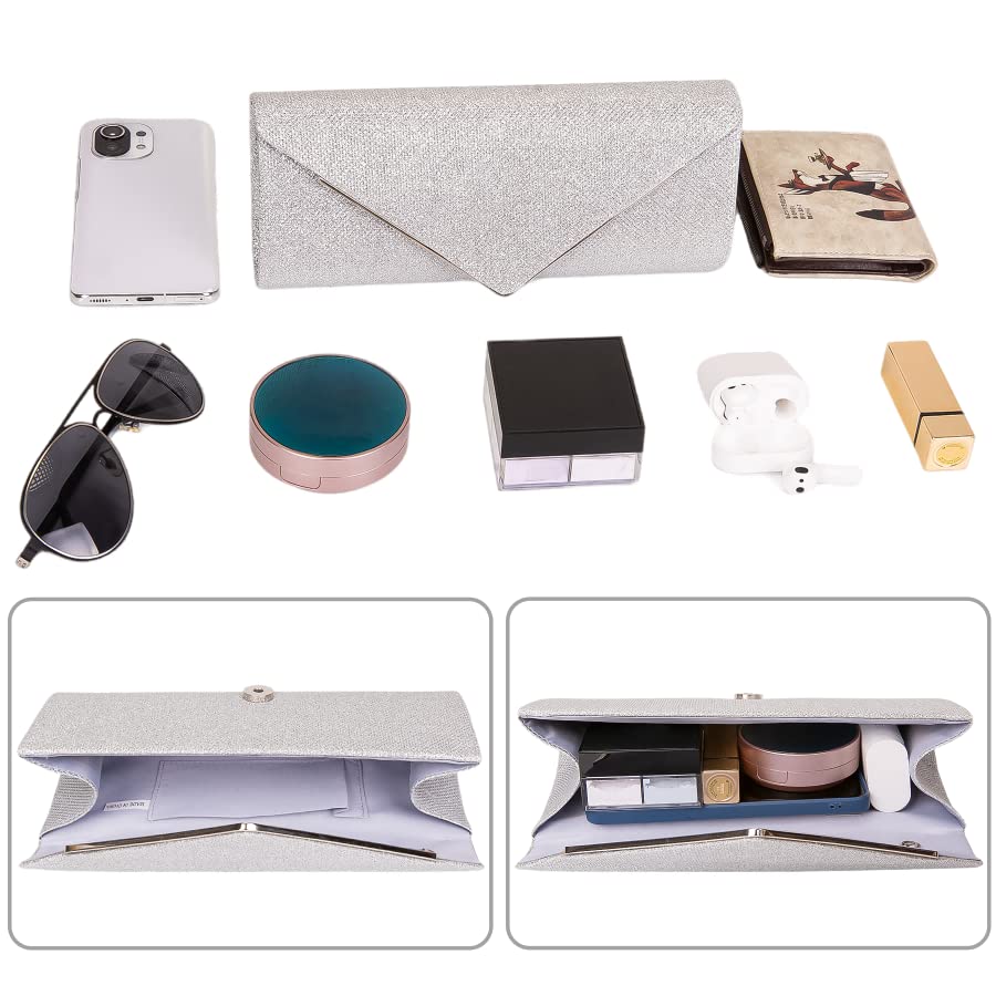 Larcenciel Sparkling Silver Clutch Purse for Women