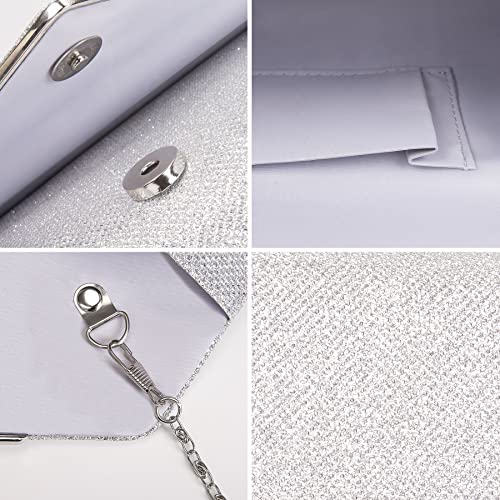 Larcenciel Sparkling Silver Clutch Purse for Women