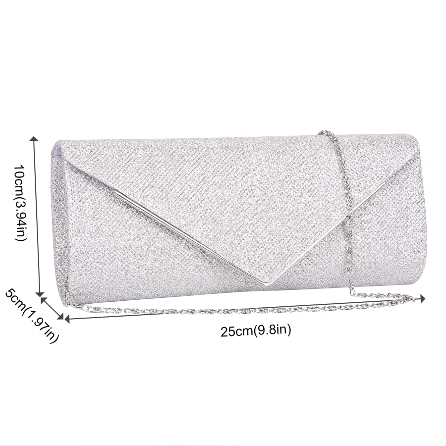 Larcenciel Sparkling Silver Clutch Purse for Women