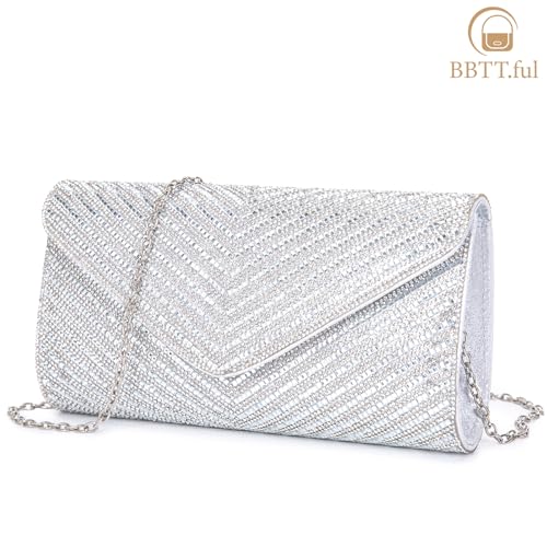 Silvery Rhinestone Evening Clutch & Crossbody Bag
