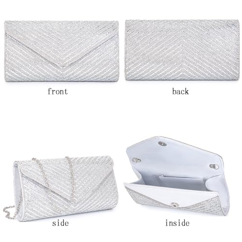 Silvery Rhinestone Evening Clutch & Crossbody Bag