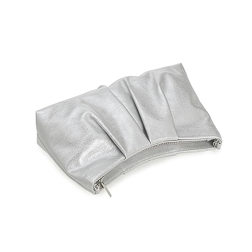 Elegant Silver Pleated Clutch Bag for Formal Events