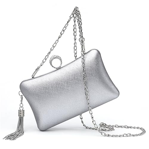 Fependu Silver Evening Clutch Purse for Women