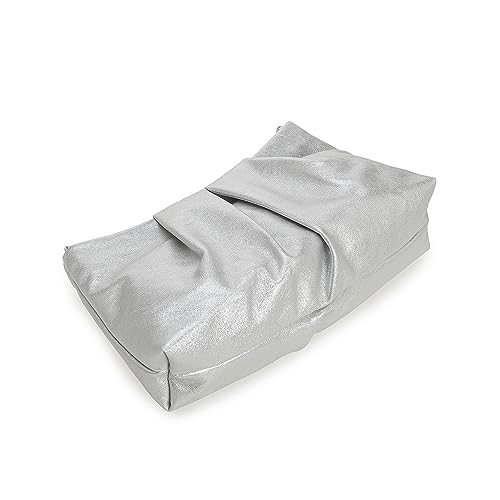 Elegant Silver Pleated Clutch Bag for Formal Events