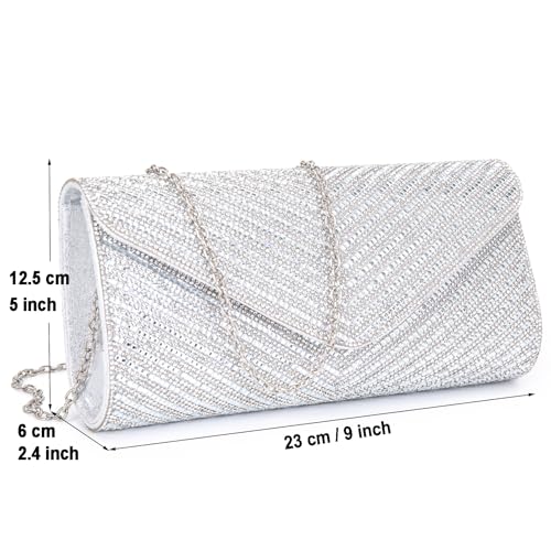 Silvery Rhinestone Evening Clutch & Crossbody Bag