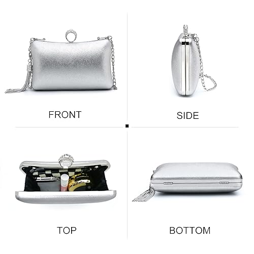 Fependu Silver Evening Clutch Purse for Women