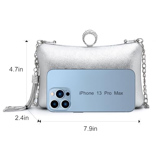 Fependu Silver Evening Clutch Purse for Women