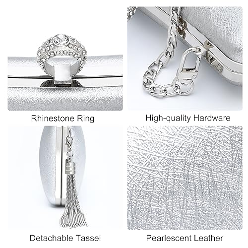 Fependu Silver Evening Clutch Purse for Women