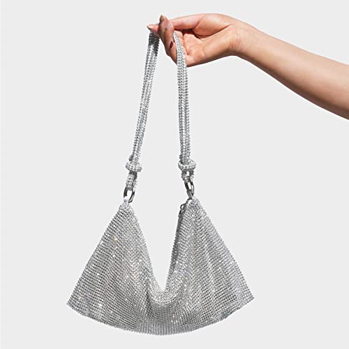 Sparkly Rhinestone Silver Clutch for Women