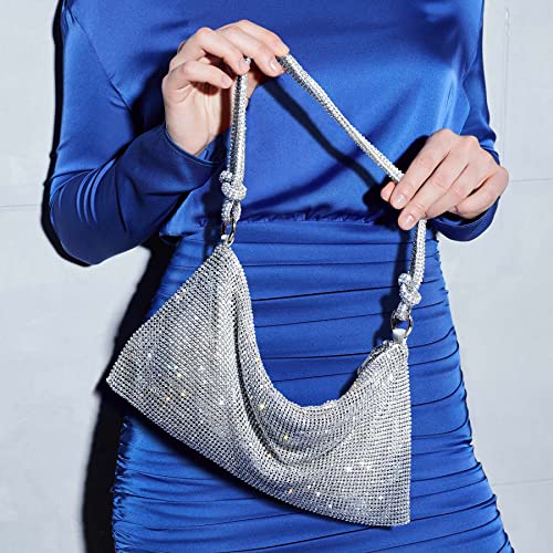 Sparkly Rhinestone Silver Clutch for Women