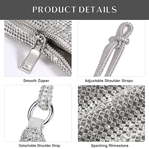 Sparkly Rhinestone Silver Clutch for Women