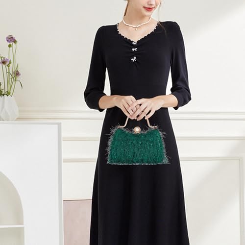 Chic Green Feather Evening Clutch Bag for Women