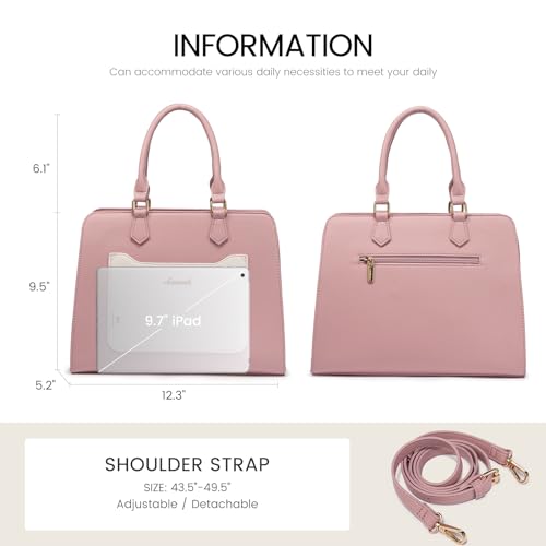 LOVEVOOK Women's Leather Tote Handbag, Pink & Beige