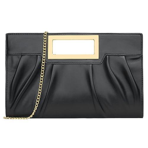Elegant Black Pleated Clutch Evening Bag
