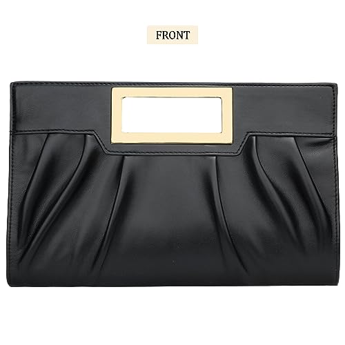 Elegant Black Pleated Clutch Evening Bag