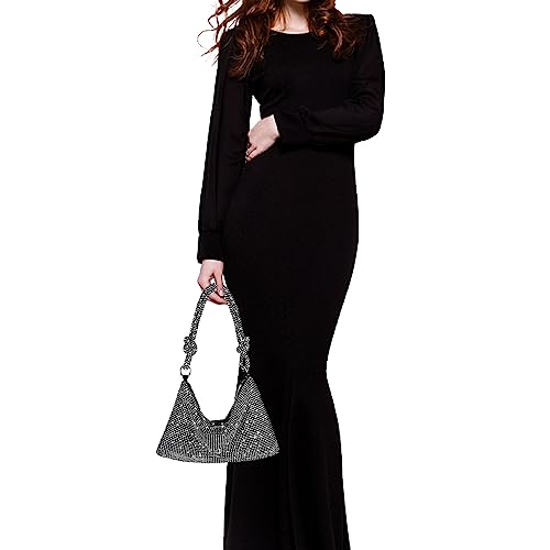Sparkly Silver Rhinestone Evening Clutch for Women