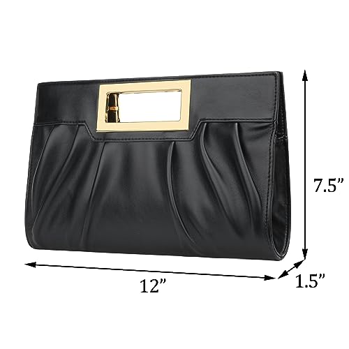 Elegant Black Pleated Clutch Evening Bag