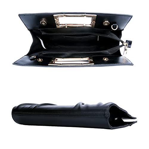 Elegant Black Pleated Clutch Evening Bag