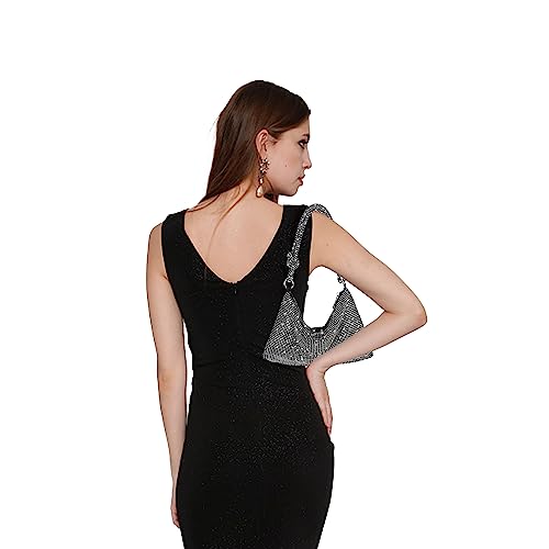 Sparkly Silver Rhinestone Evening Clutch for Women