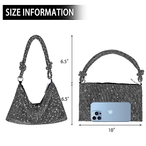 Sparkly Silver Rhinestone Evening Clutch for Women
