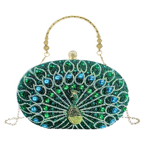 Sparkly Rhinestone Clutch for Evening Events - Green