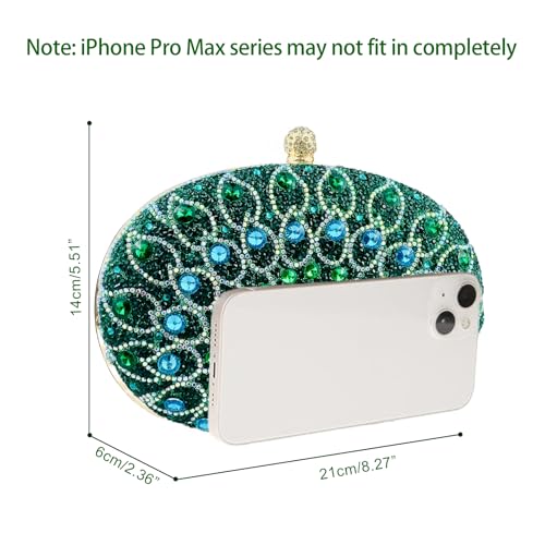 Sparkly Rhinestone Clutch for Evening Events - Green