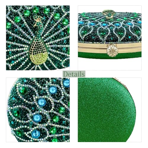 Sparkly Rhinestone Clutch for Evening Events - Green