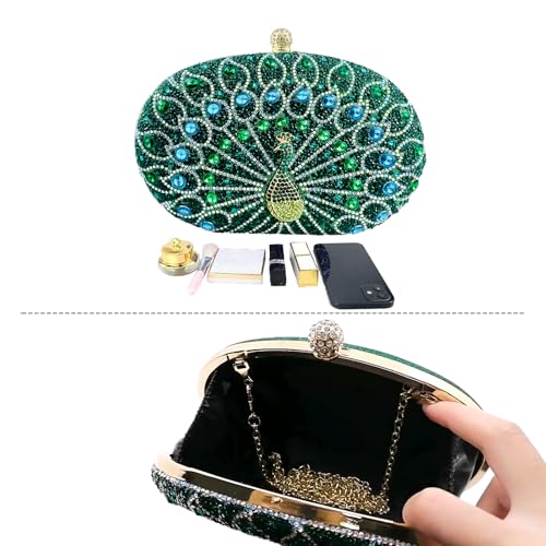 Sparkly Rhinestone Clutch for Evening Events - Green