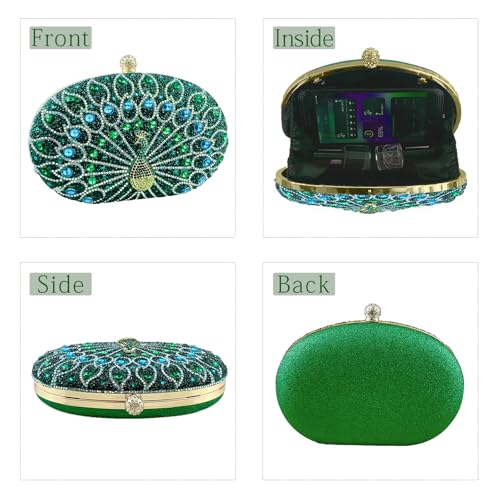 Sparkly Rhinestone Clutch for Evening Events - Green