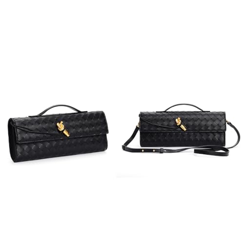 IAIYYY Women's Black Evening Clutch with Chain