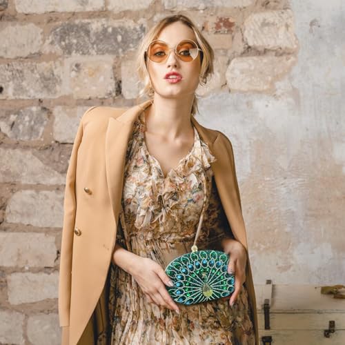 Sparkly Rhinestone Clutch for Evening Events - Green
