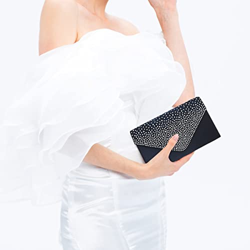 Navy-Silver Rhinestone Evening Clutch Purse