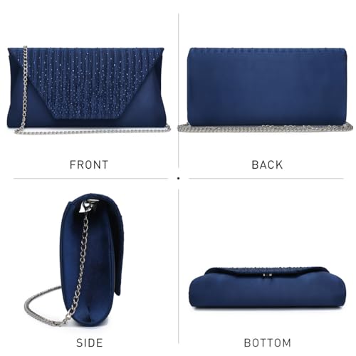 Dasein Women's Navy Glitter Rhinestone Evening Bag