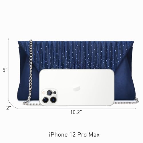 Dasein Women's Navy Glitter Rhinestone Evening Bag