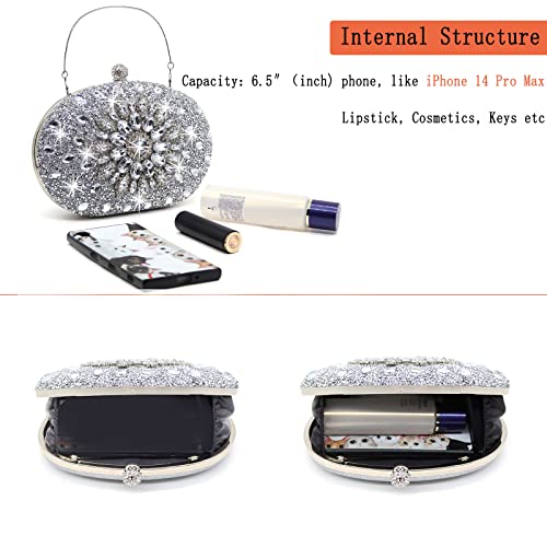Rhinestone Evening Clutch Purse for Weddings and Parties