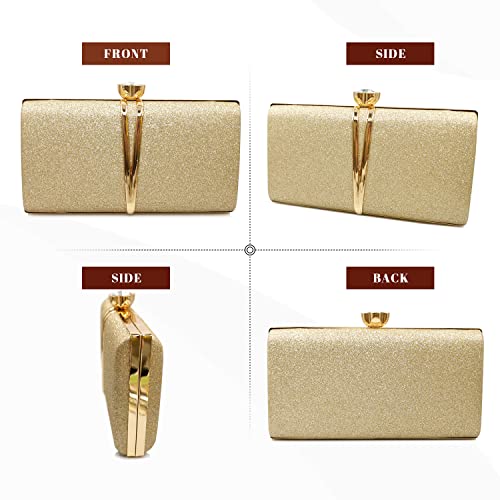 Aovtero Glitter Gold Evening Clutch for Weddings