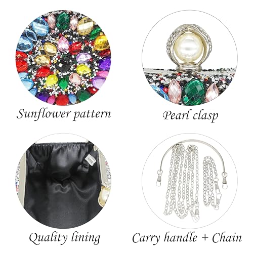 Rhinestone Clutch Bag with Pearl Clasp for Events