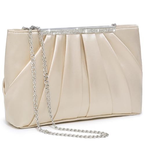 Elegant Rhinestone Pleated Evening Clutch Bag for Women