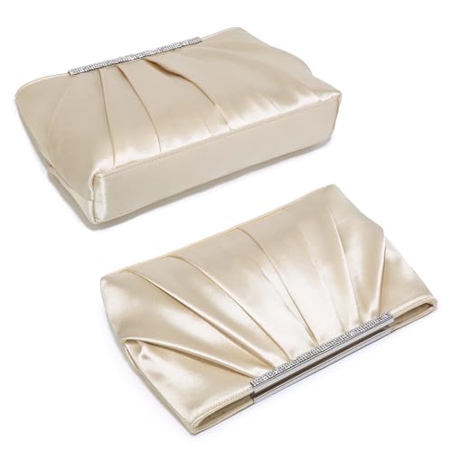 Elegant Rhinestone Pleated Evening Clutch Bag for Women