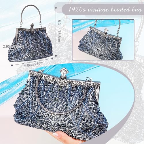 Amylove 1920s Vintage Beaded Evening Clutch Purse