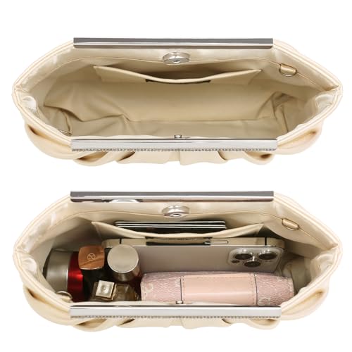 Elegant Rhinestone Pleated Evening Clutch Bag for Women