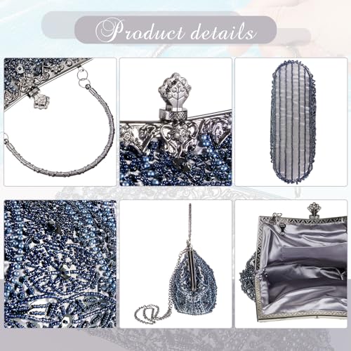 Amylove 1920s Vintage Beaded Evening Clutch Purse