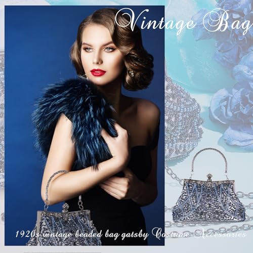 Amylove 1920s Vintage Beaded Evening Clutch Purse