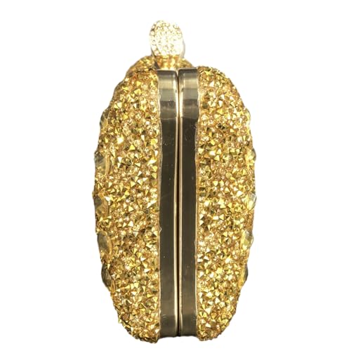 Elegant Pearl Clasp Gold Crystal Evening Clutch