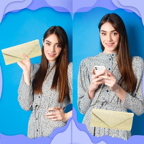 Elegant Gold Envelope Clutch with Detachable Chain