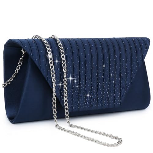Dasein Women's Navy Glitter Rhinestone Evening Bag
