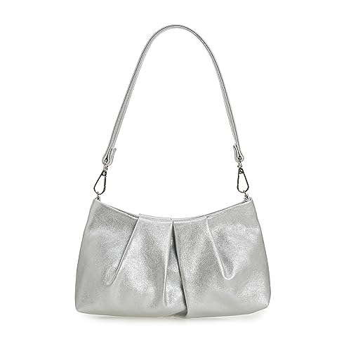 Elegant Silver Pleated Clutch Bag for Formal Events